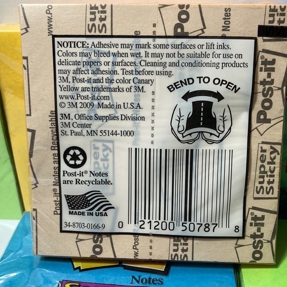 Super Sticky Post It Notes Blue Green Yellow Orange - Picture 7 of 11